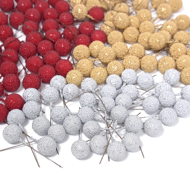 Künstliche Schaum Staubblatt Obst Berry Gold Silber Rote kirsche perlglanz staubblatt hochzeit Weihnachten decor DIY geschenk box Kränze – Detail 9