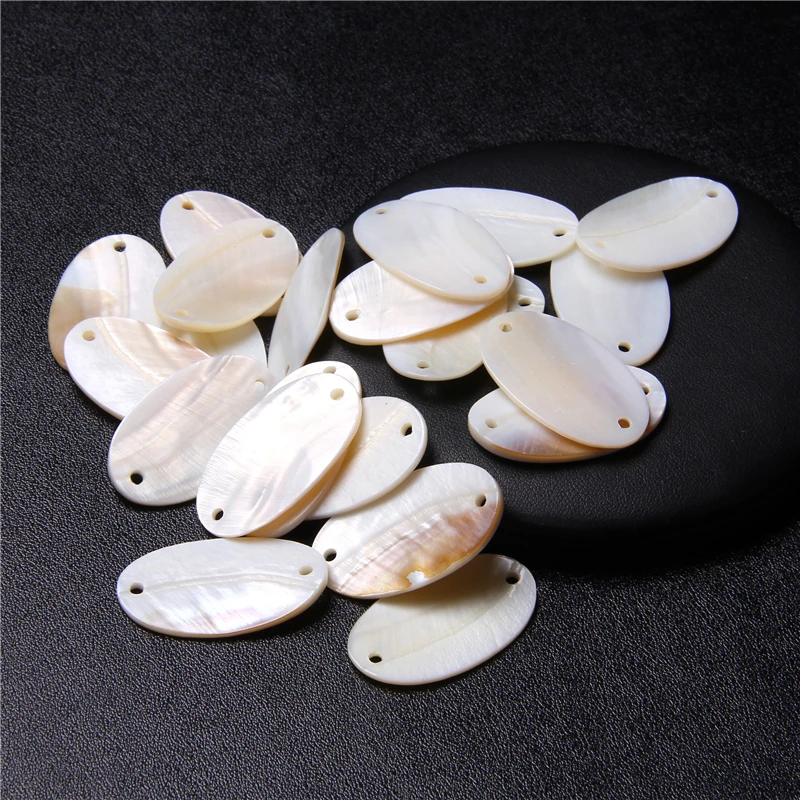 White Shell Connectors Natural Mother of Pearl Round Shell Beads Connector Flat Loose Bead for Jewelry Making Accessories DIY