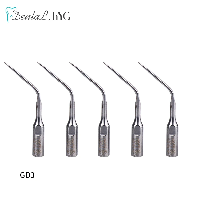 5pcs GD3 Dental Scaler Tips Fit EMS Woodpecker Ultrasonic Scaler Handpiece Dental Ultrasonic Scaler Scaling Tip