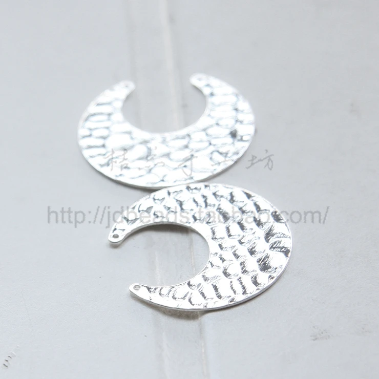 DIY Supply-Premium Plated Solid Brass Finding Moon Link - Crescent - Textured - Hammered 30mm (1993C)