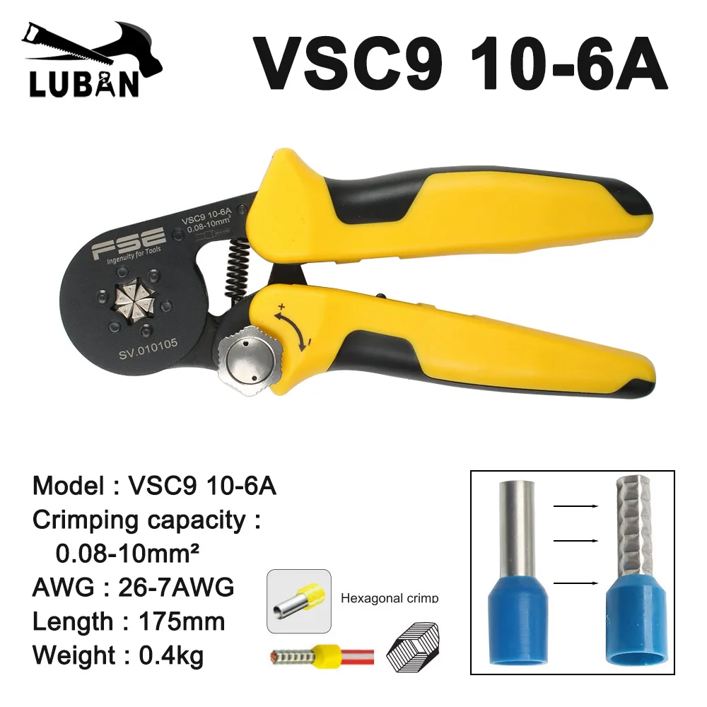 Vsc8-調整可能な正方形のチューブ,アルミニウム合金の圧着,6-4a 0.08-10mm2 26-7awg 6-6 6-6a