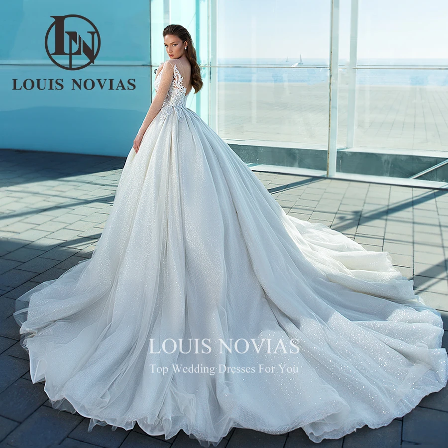 LOUIS NOVIAS-فستان زفاف بأكمام طويلة مع تطريز, ثوب حفلة, رائع, حبيب, مطرز بالخرز, صور حقيقية, العروس, 2022