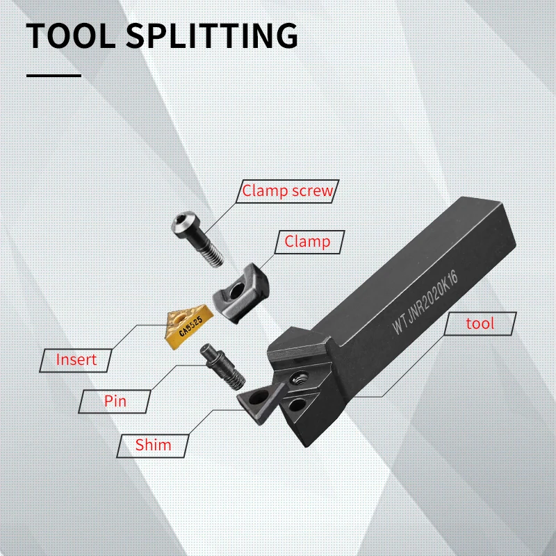 1pc WTJNR1616H16 WTJNR2020K16 WTJNR3232P16 External Triangul Turning Tool Holder TNMG16 Carbide Inserts Lathe Cutting Tools Set