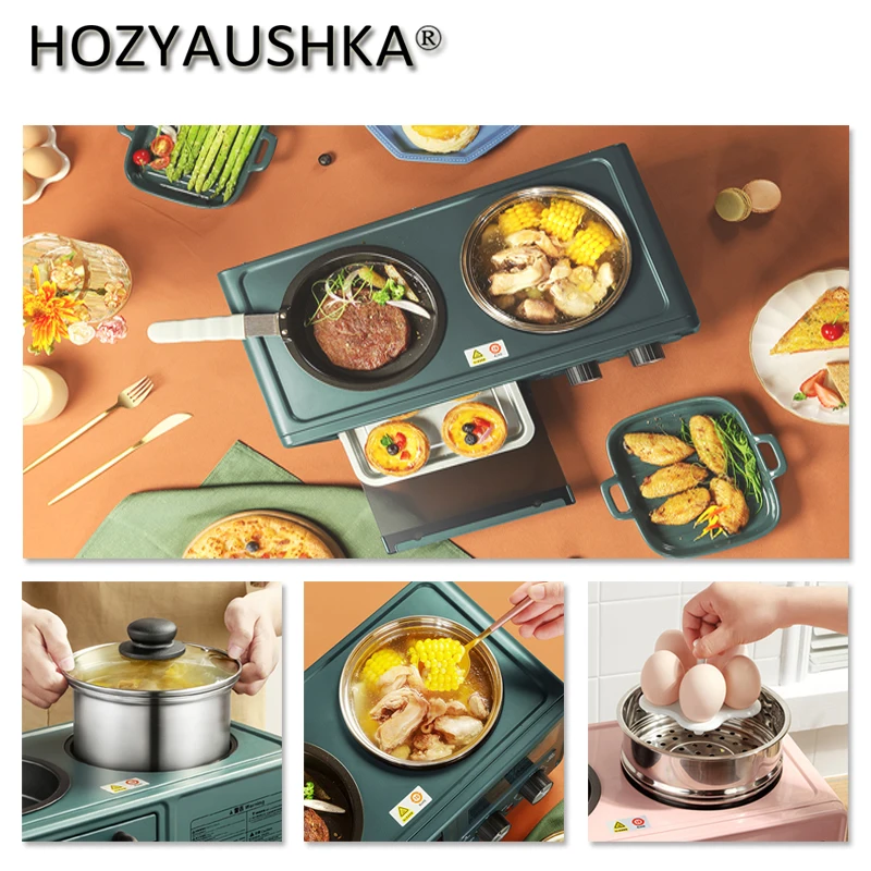 آلة الإفطار أربعة في واحد متعددة الوظائف ، آلة الإفطار مع محمصة 8 لتر