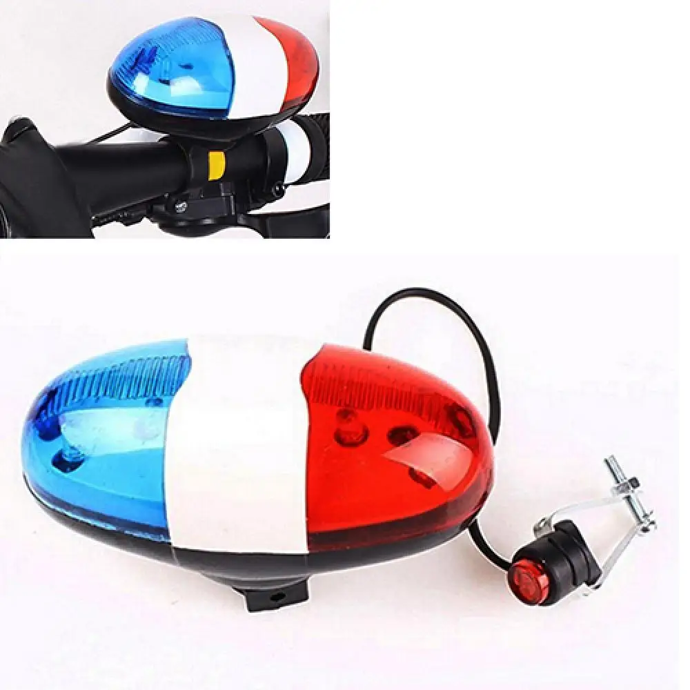 Multifunction 6 LEDs Bike Light Electronic Horn 4 Tone Sounds Bicycles Bell Police Siren Trumpet for Scooter Bicycle Accessories