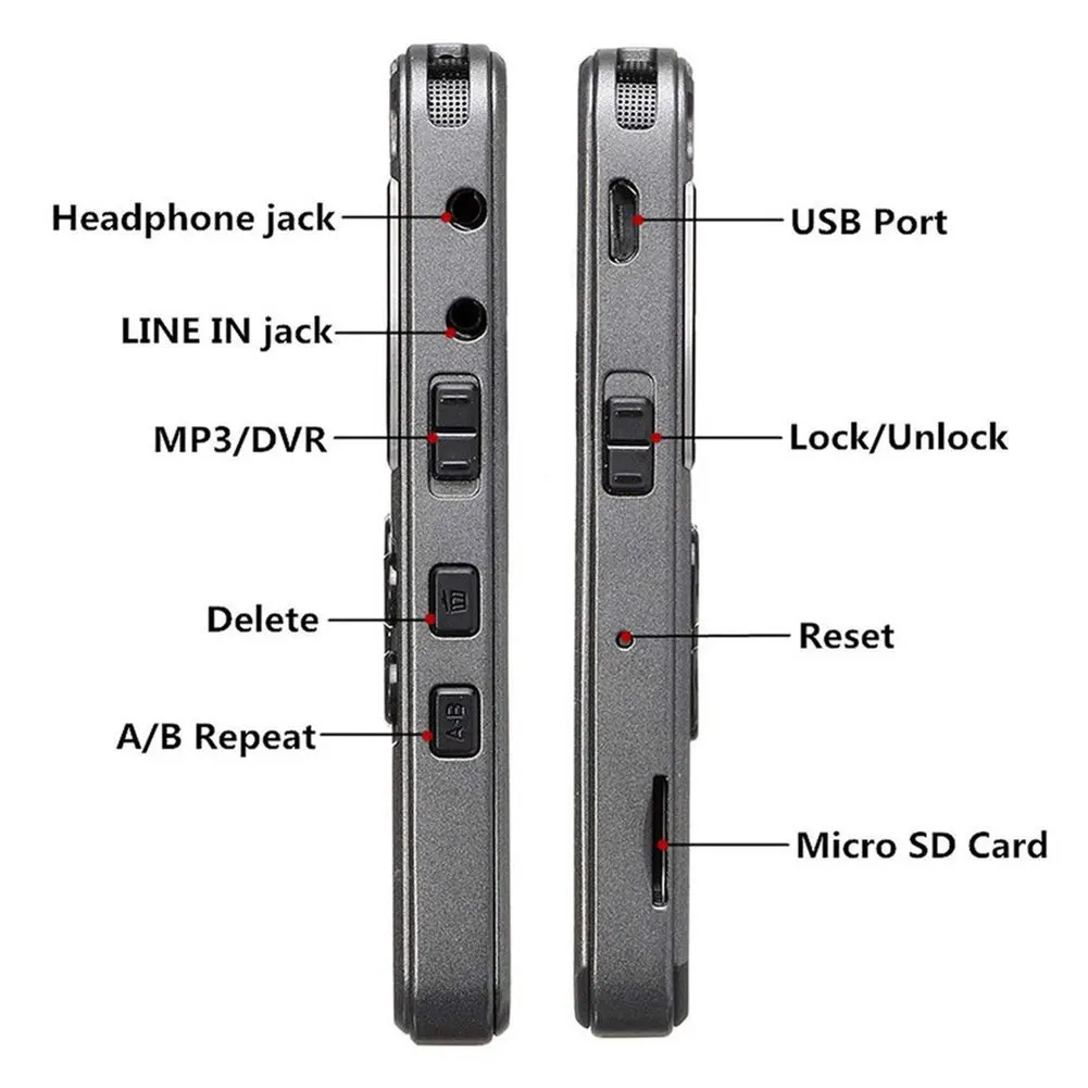 Digital Voice Recorder Voice Activated Mp3 player 32GB Music Player Card One-button Record Noise Reduction Dictaphone V35