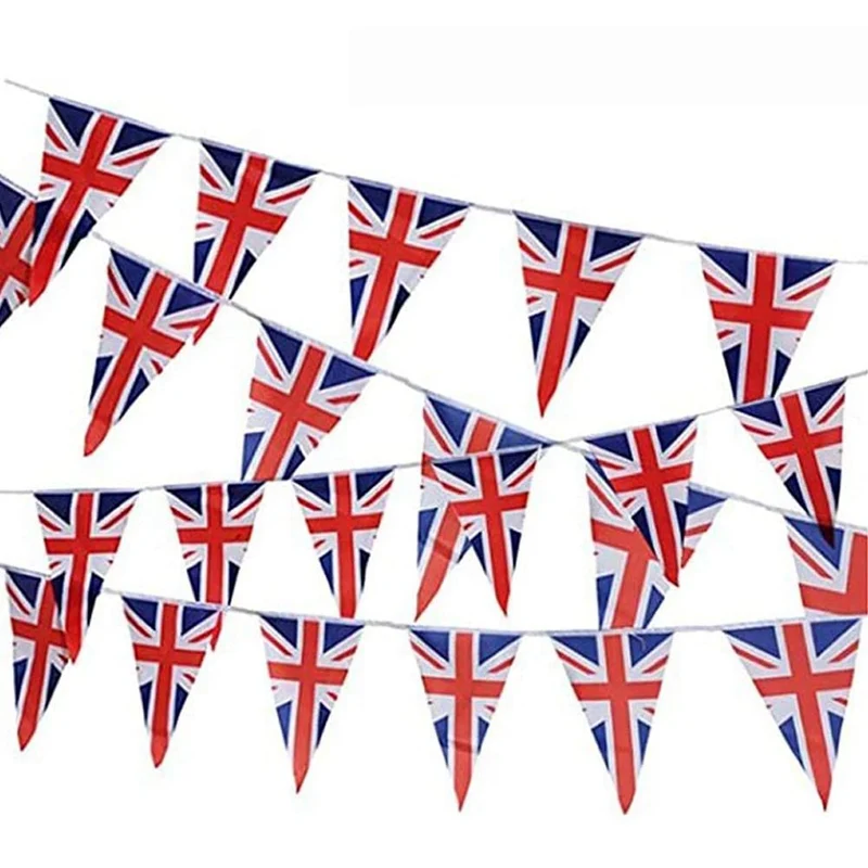 England Great British Flag Banner Bunting Garlands United Kingdom National Polyster UK Triangular Flag Garden Banner Party Decor