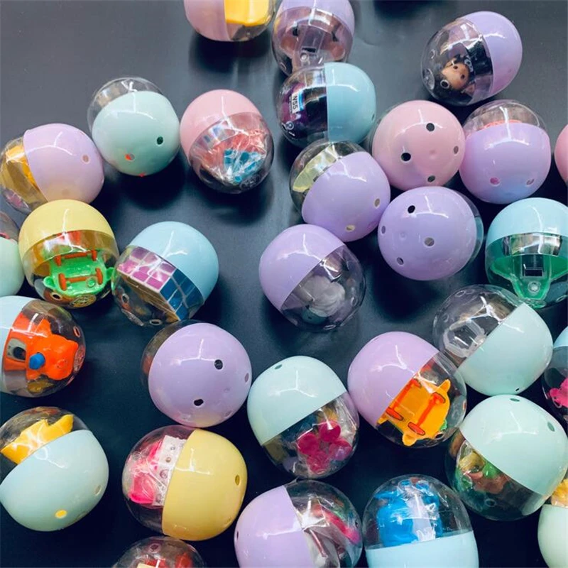 5Pcs / set Macaron 47mm*55mm Plastic Siamese Capsules Toy Balls With Different Toy Ramdom Mix For Vending Machine Funny egg