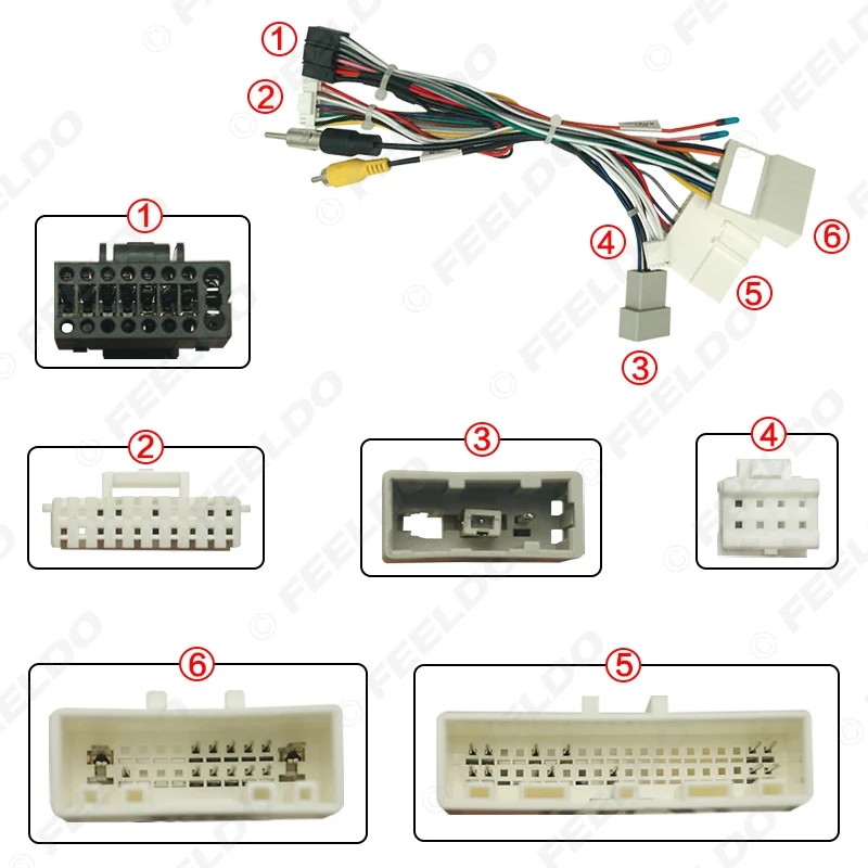 FEELDO Car 16pin Audio Wiring Harness For Nissan XTrail/Qashqai/Kicks/Teana Stereo Installation Wire Adapter