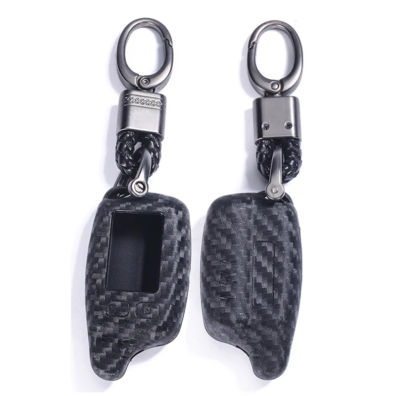 Caron Fiber Silicone Tomahawk TW9010 Tomahawk 9010 Two Way Car Alarm System Russian Tomahawk TW 9010 Keychain