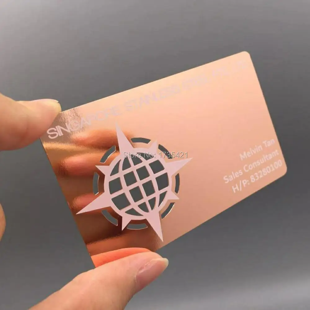 Hot Sales Metal Die Cuts Rose Gold business card