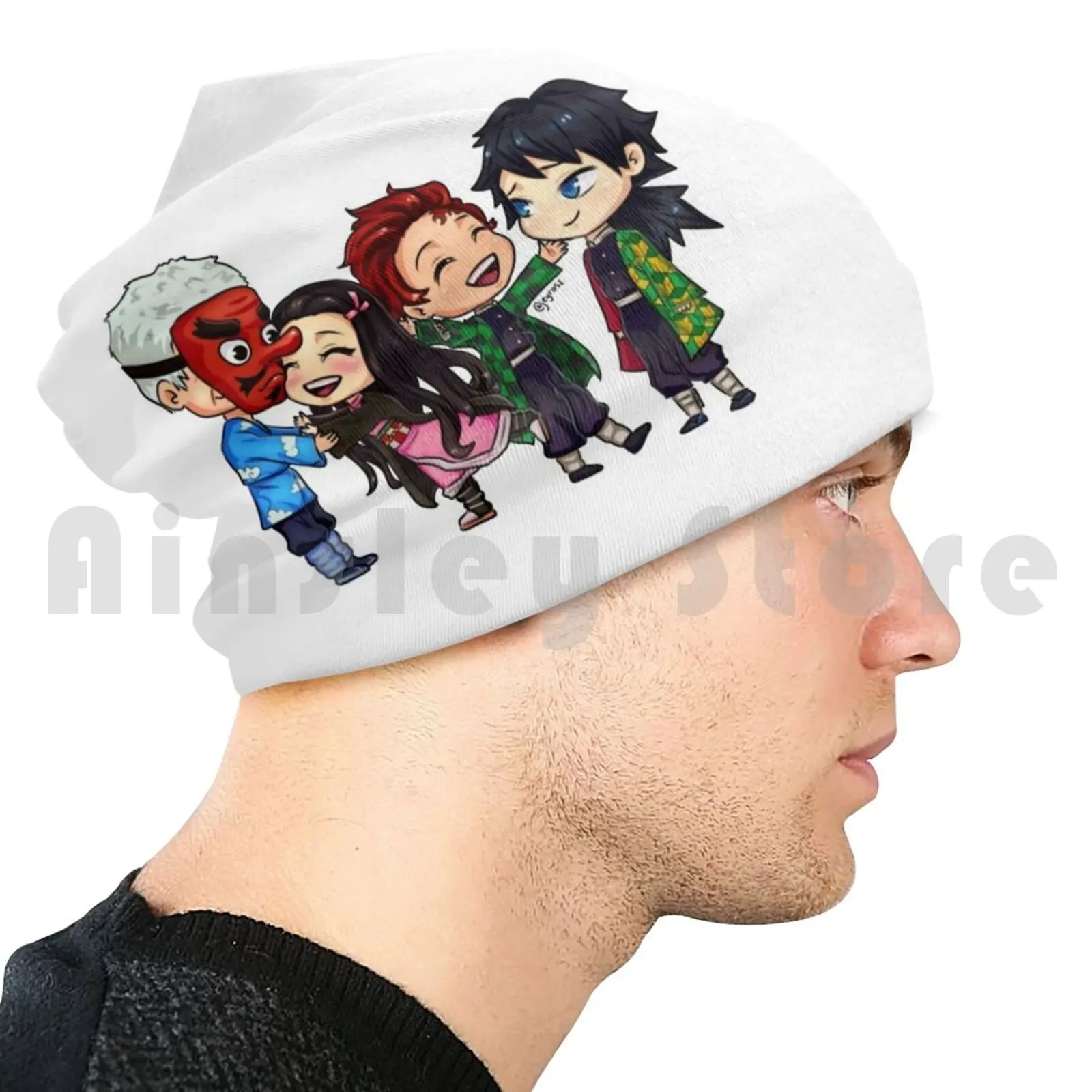 Kimetsu No Yaiba Chibi Version 2 Beanies Knit Hat Hip Hop Kimetsu No Yaiba Demon Tanjiro Nezuko Tomioka image 3