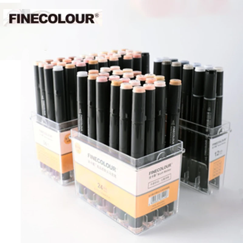 Finecolour EF103 Alcohol Based Art Marker Pen With Box 12/24/36/48/60/72/240 Colors Double-Headed Soft Professional Oily Markers