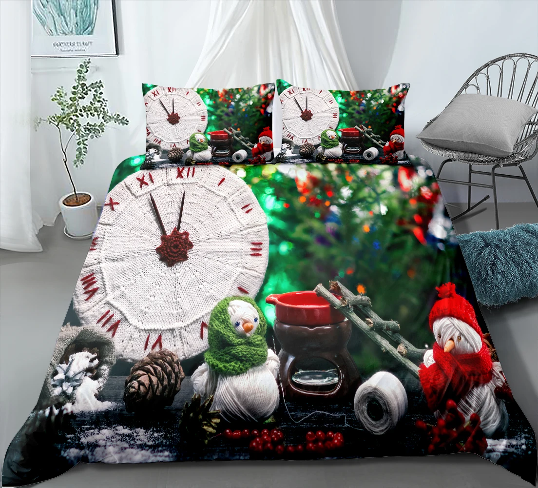 

2/3 Pieces Merry Christmas Bedding Set String Ball Snowman Duvet Cover Festival Happy Holiday Bed Quilt Cover New Year Cover Set