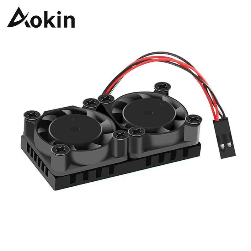 Raspberry Pi 4 B Cooling Dual Fan Kit (2 Fans + Hestsink + Adhesive Tape) + 2 Pcs Heat Sinks for Raspberry Pi 4 B 3 B+