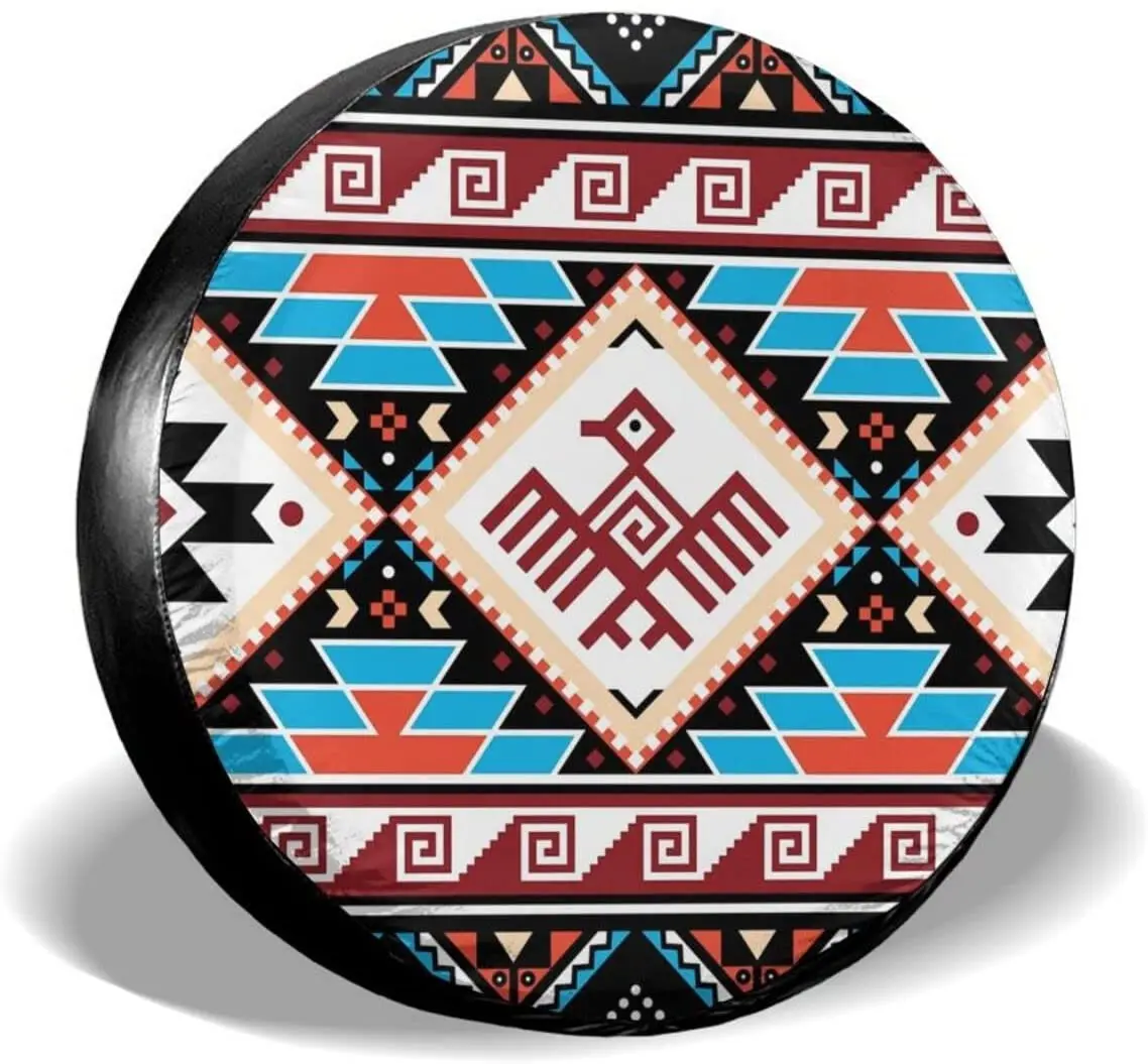 COVER CARHalloween Decorations Aztec Triabl Geometric Spare Tire COVER CARs Polyester Universal Waterproof Sunscreen Wheel