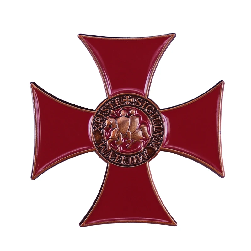 Sigillum Militum Red Cross Badge knights templar crusader Brooch Wintage  Jewelry