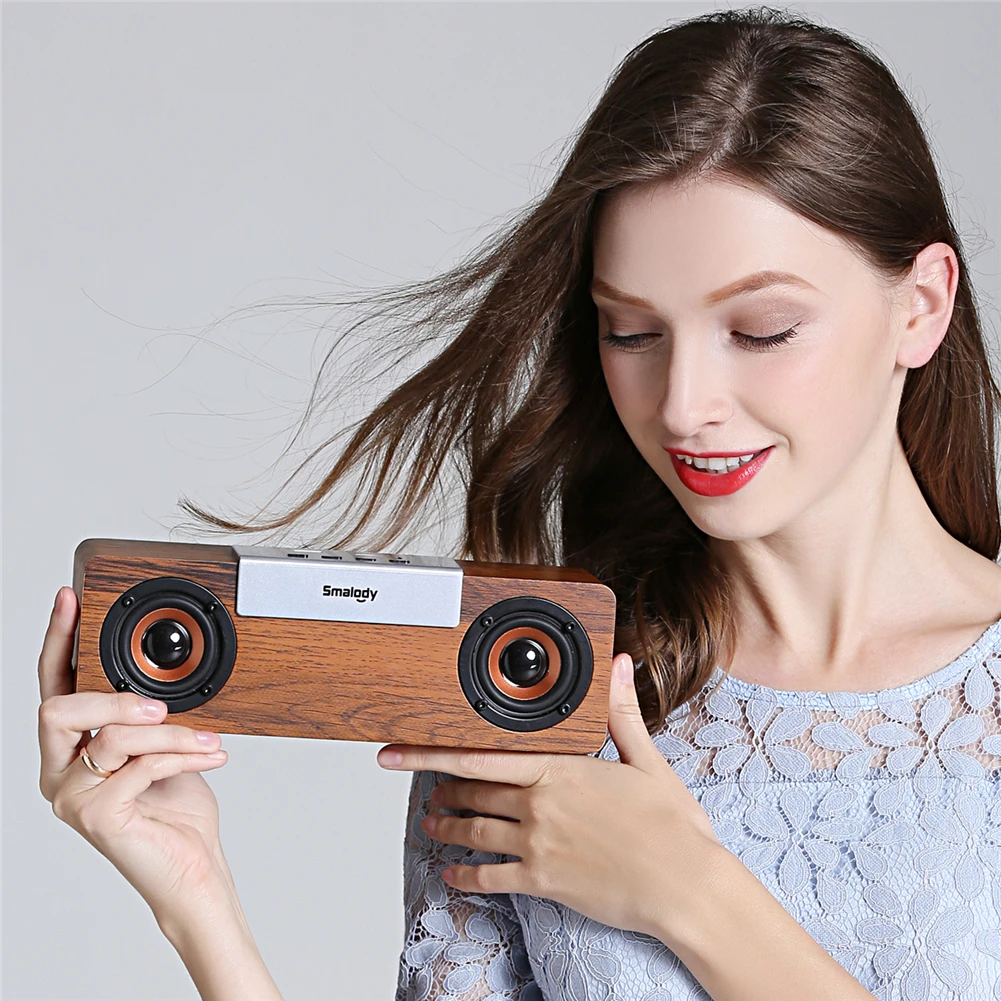 TWS Wireless Wooden Bluetooth-compatible Speaker Desktop Speaker Support TF Card AUX Handsfree Audio for Bookshelf Phone Home PC