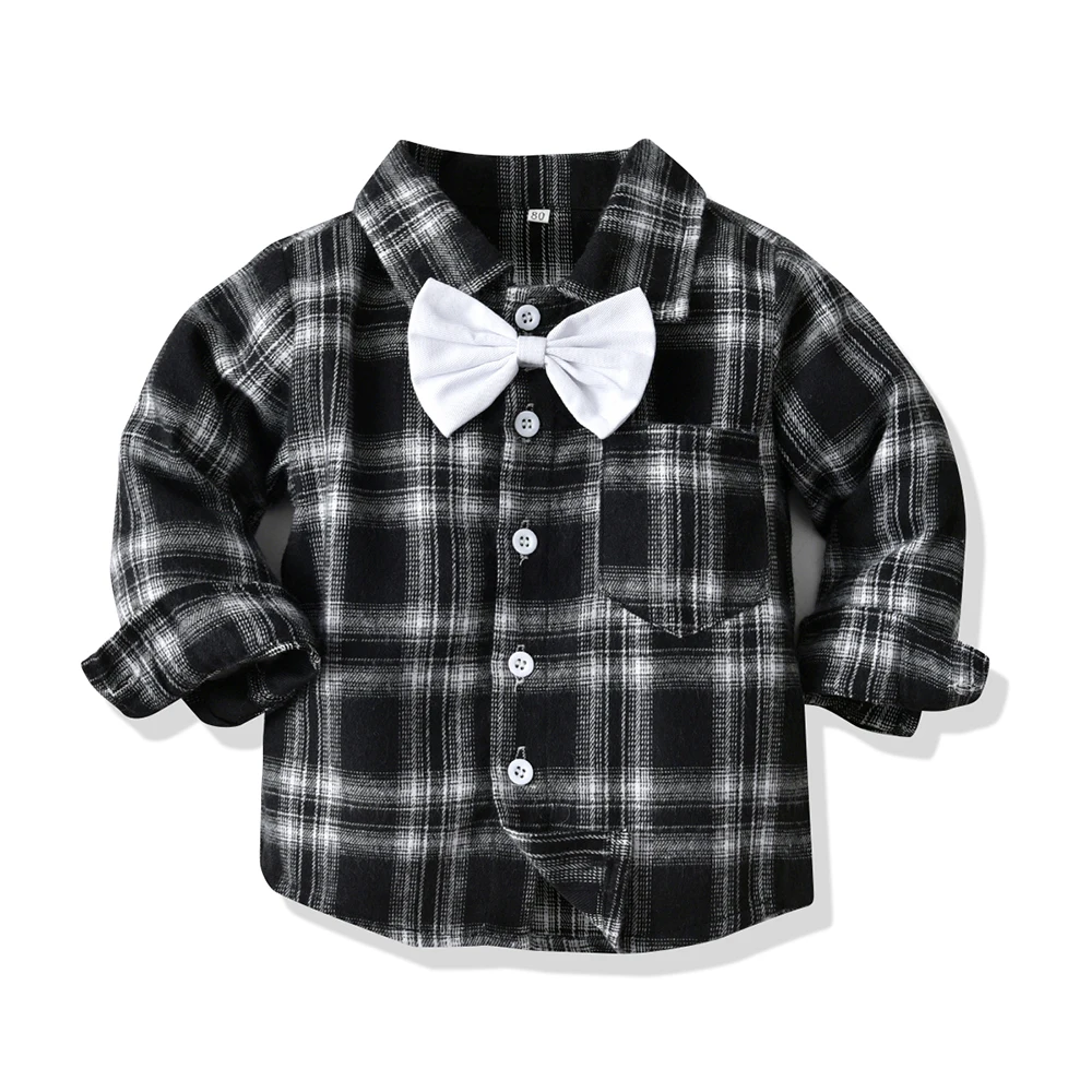 top and top Kids Boy Clothing Plaid Gentleman Style Clothes Shirts+Pants Toddler Boys Formal Wear Suits Party Wedding Costums