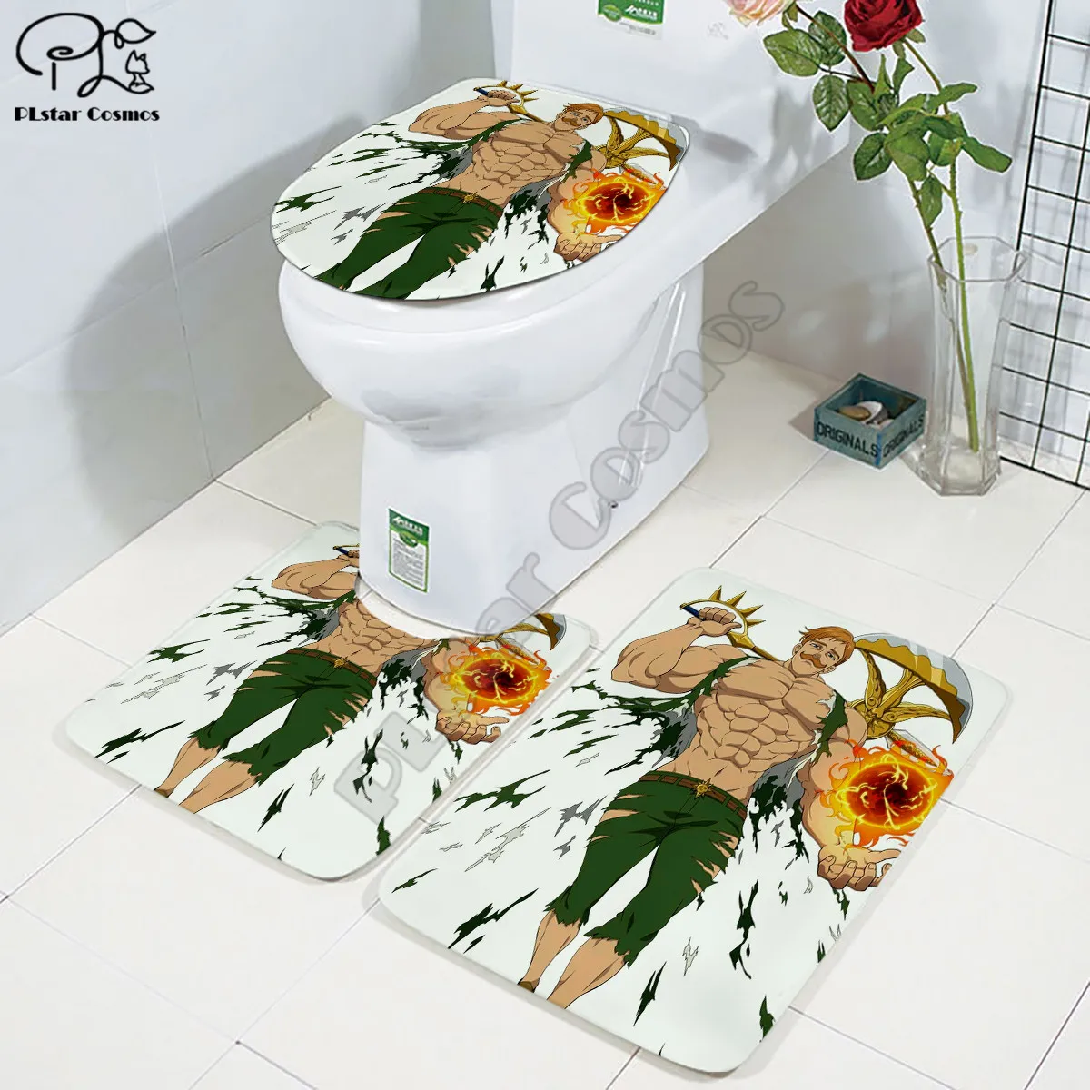 HUNTER HUNTER  pattern elements 3D printed Bathroom Pedestal Rug Lid Toilet Cover Bath Mat Set drop shipping style-3