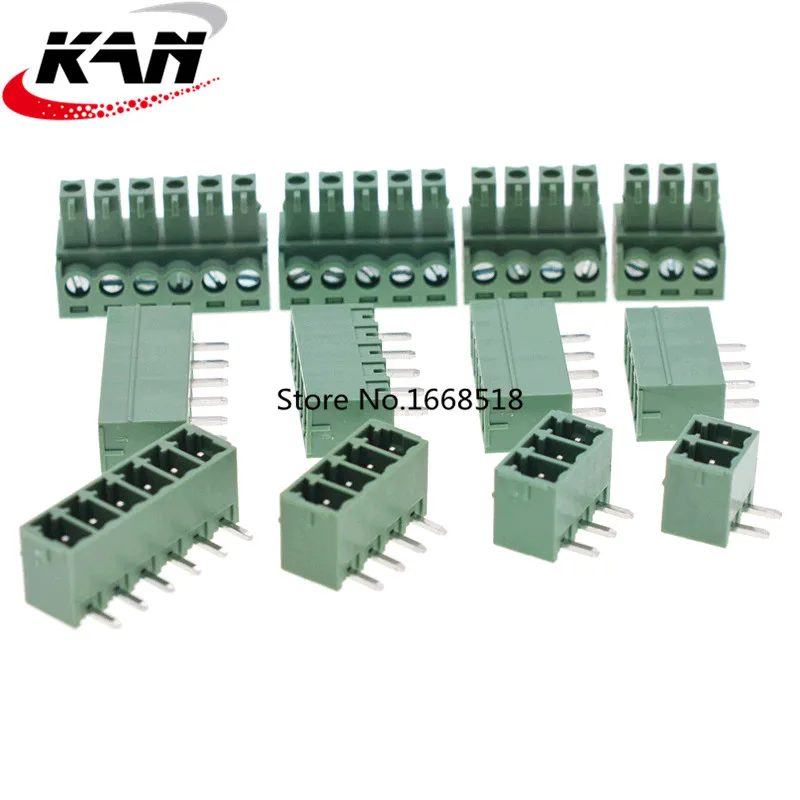 10 Pair 3.5MM Terminal Block PCB Pluggable Connectors 2/3/4/5/6/7/8/9/10P Right Angle KF15EDG-3.5 Green RoHSr