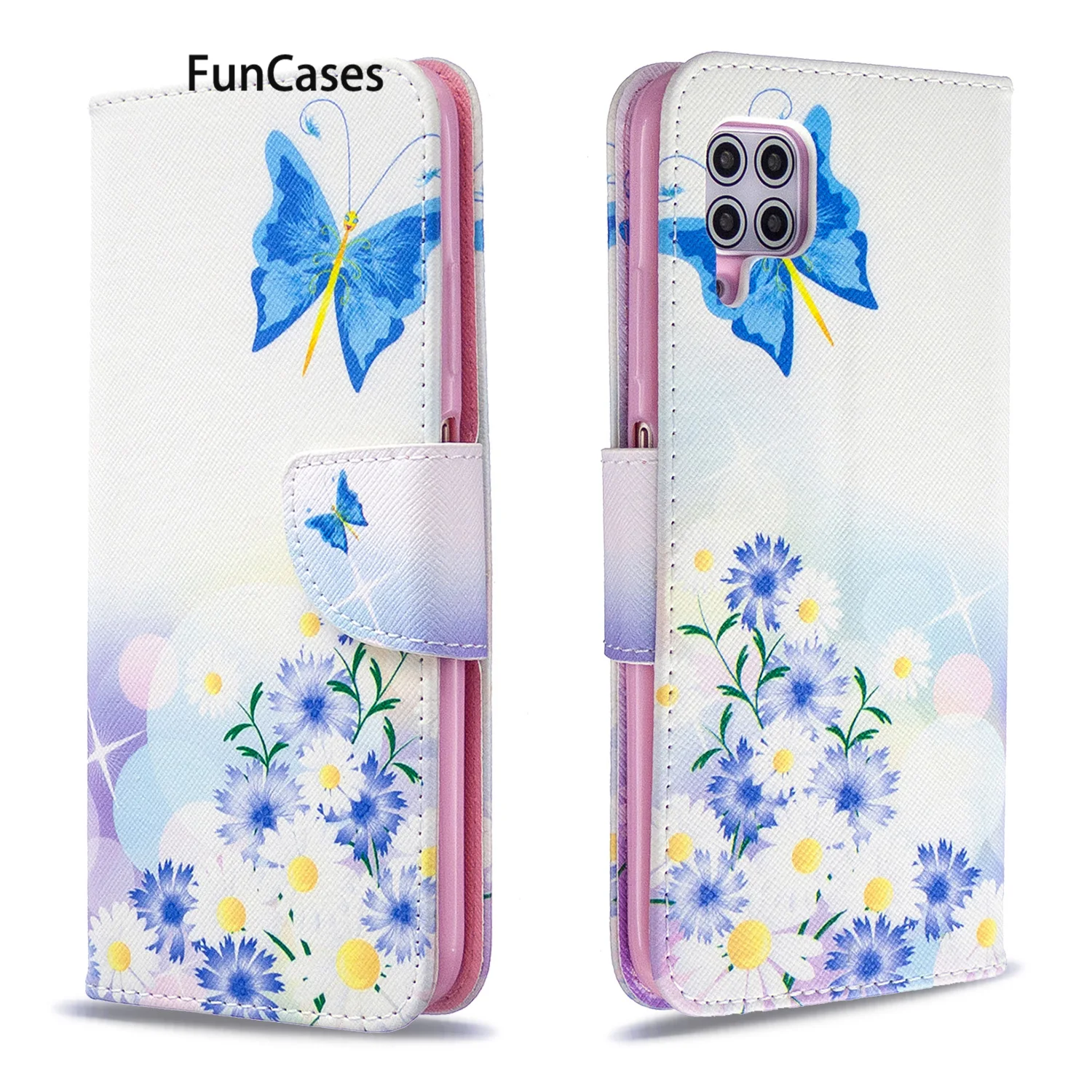 Sun Flower Cell Phone Cases For estuche Huawei P40 Lite sFor Huawei capa Nova 6 SE PU Leather Book Wallet Phone Bag Protector