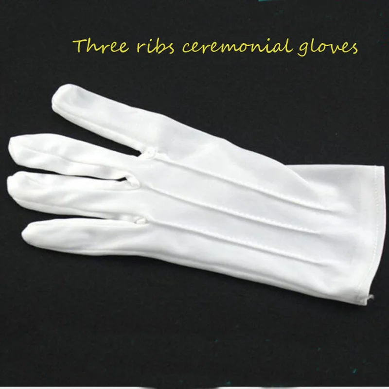 1pair Three-strength White Labor Insurance Thin Etiquette Reception Wenwan Circling Parade Military Security Performance Gloves