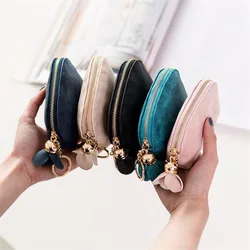 Brand New Fashion Ladies PU Leather Mini Wallet Card Key Holder Zip Coin Purse Floral Pendant Clutch Bag Small Handbag Bag