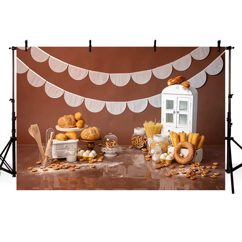 Kitchen Donut Bread Backdrops Newborn Baby Shower Smash Cake Flour Pasta Chocolate Photography Background Photo Studio Photozone