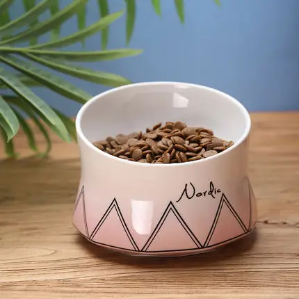 Pet ceramic neck cat bowl, pet food bowl rice bowl, dog bowl cat food eating high foot single bowl, anti-tipping rice bowl