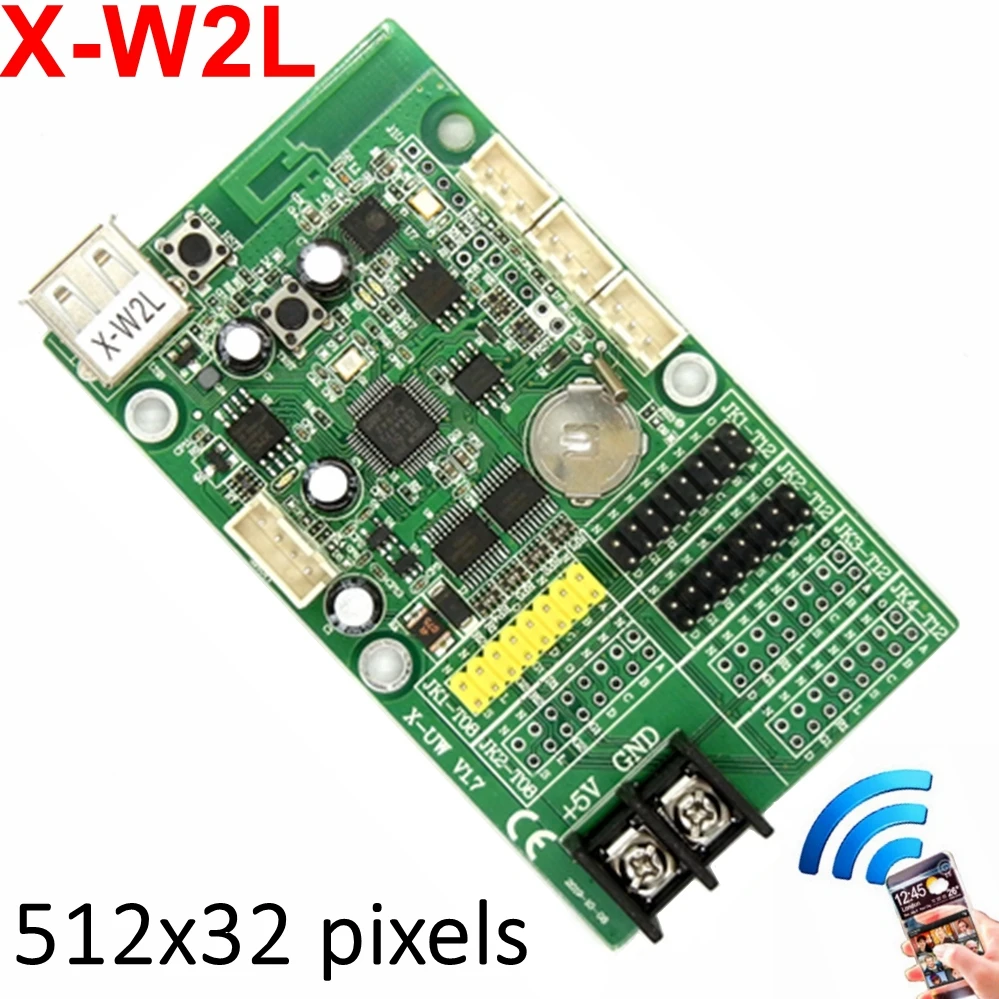 X-W2L X-W2 Wifi Control Card 512*32 Pixels wifi+USB LED Panel Module LED Sign Controller Support PC,phone,Pad Sending Message