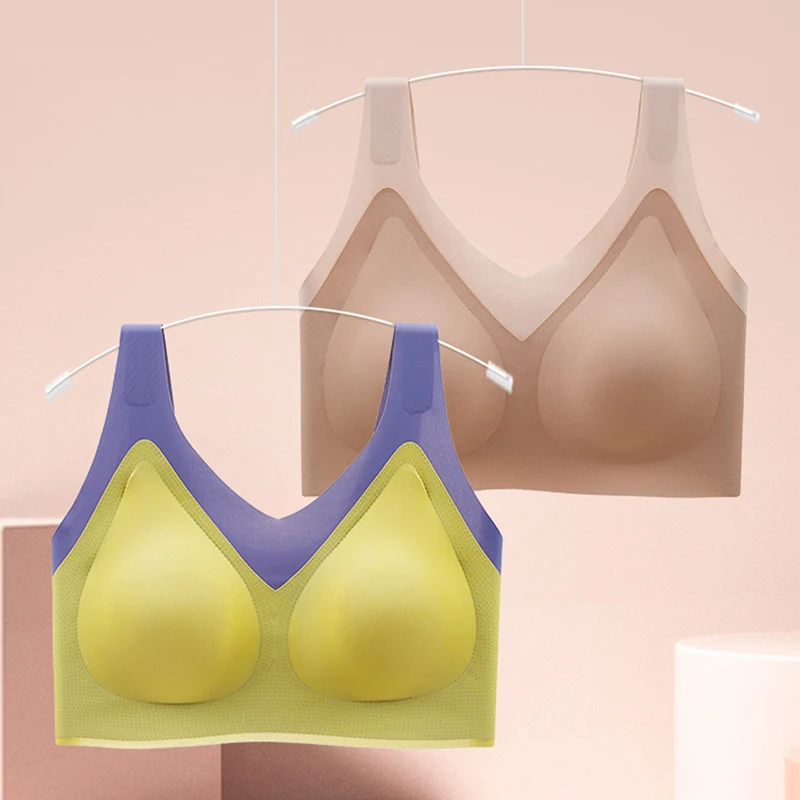 SofbeauForY New Latex Underwear Oxygen-Friendly 1.0 Non-marking Bra  No Steel Ring Two Matched Colors Fashion U-shaped Back