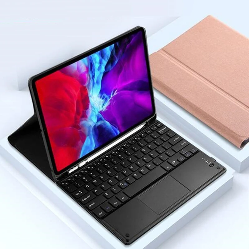 

Чехол с Bluetooth тачпадом и клавиатурой для iPad Pro 11 12,9 10,5 Air 3 10,2 2019 2020 7 и 8 поколения, чехол с держателем для карандашей