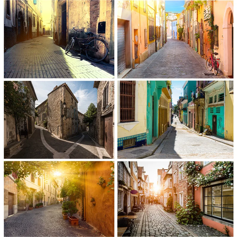 Vintage European Street View Scenery Photography Backdrops  Wedding Travel Photo Backgrounds Studio Props 21926 JJT-01