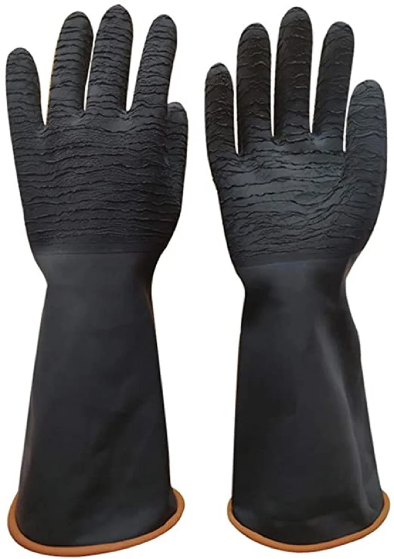 HOLDWIN Black rubber Non-slip waterproof Sand Blasting Gloves with thread  for Sandblast Cabinet