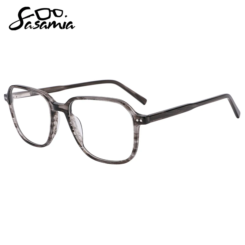 SASAMIA Man Square Glasses Transparent Wood Grain Brand Design Optical Spectacles Frames Myopia Male Eyeglasses Gafas Oculos