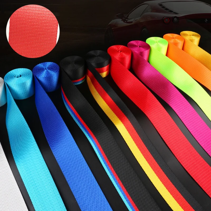 11 Color 100M European Standard Car Seat Belt Webbing Car Personalized Modification Seat Belt Webbing Car Accessories