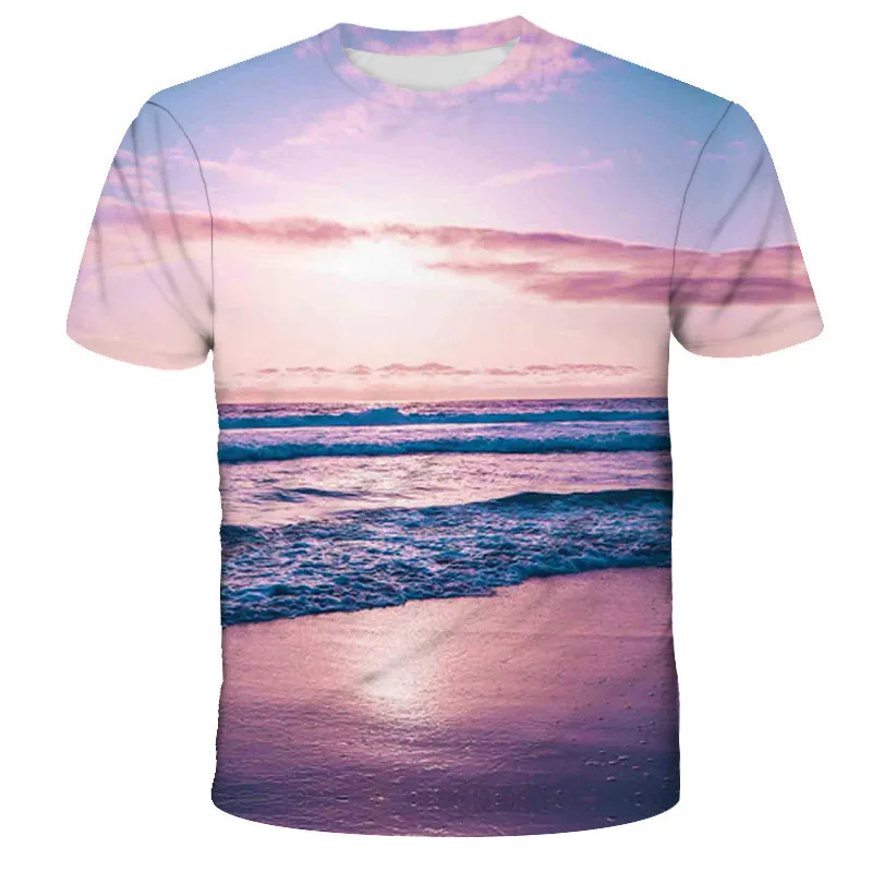 Summer Natural Scenery Pattern Men t-shirt Fashion Interesting landscape graphic t shirts Personality Trend Hip Hop 3D T-shirt