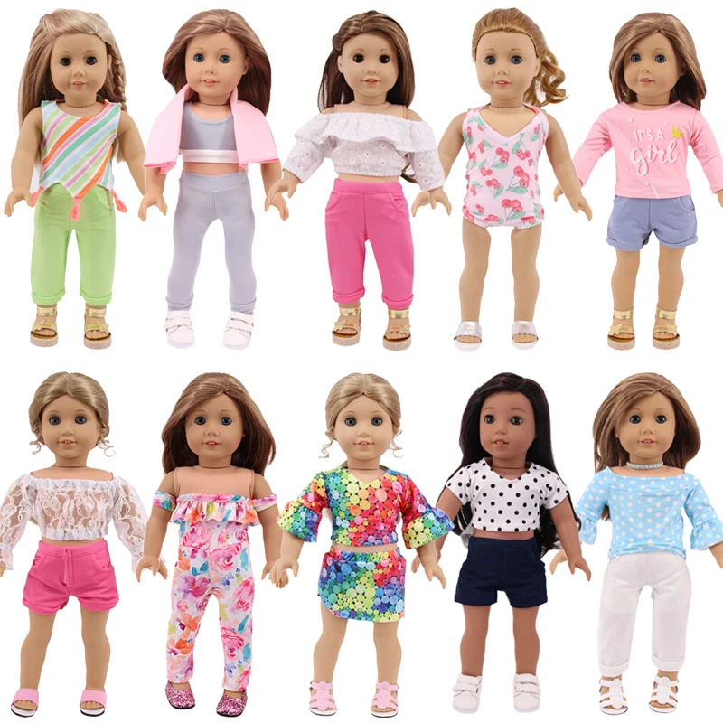 2020 New Doll Clothes 10 Style Tops + Pants Suits  For 18 Inch American&43Cm Baby New Born Doll Clothes Accessories Girl`s  Toy