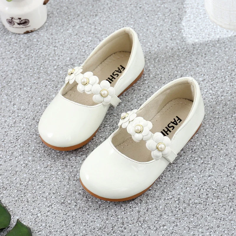 Baby Moccasins Kids Dress Shoes for Party Autumn Girls Leather Flats with Flowers Princess Sweet Children Shoes for School 26-36