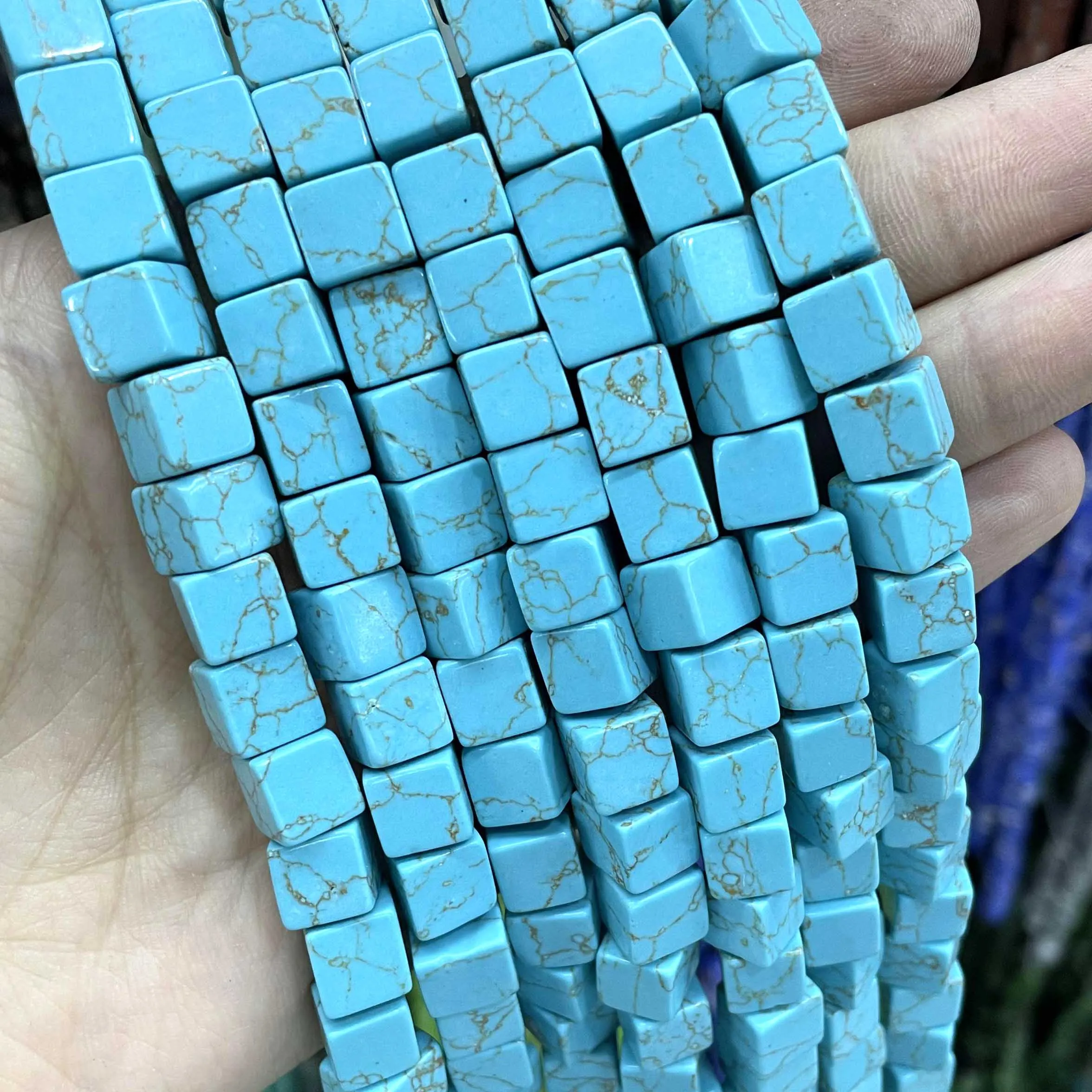 8*8mm Natural Square Agates Tiger Eye Turquoises Amazonite Crystal Jades Stone Beads For Jewelry Making DIY Bracelet Necklace