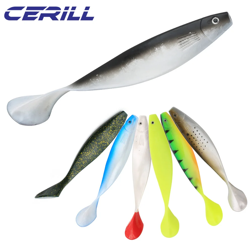 Cerill 1 PC 235mm 70g Soft Fishing Lure Vivid T Tailed Silicone Fishing Bait Swimming Paddle Tail Pike Bass Saltwater Swimbait