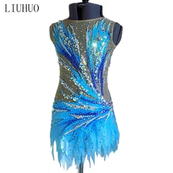 Figure Skating Dress Blue Artistic Gymnastics Costumes Girls Leotards patinage artistique Rhythmic Gymnastics leotards for Girls