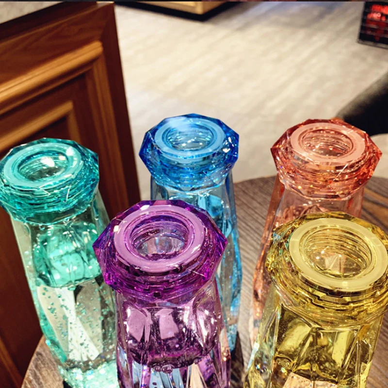 Garrafa de água de cristal de fada do diamante bap livre 420ml garrafa de vidro do esporte garrafa de água à prova de vazamento de agua garrafa de viagem ao ar livre para meninas