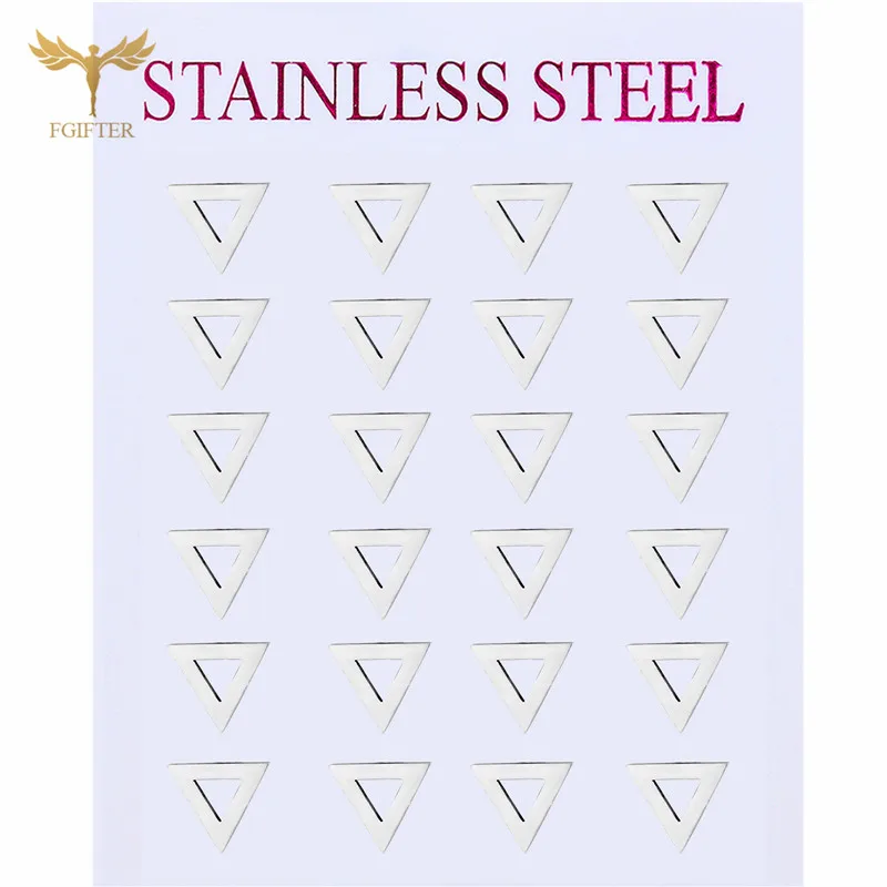

12 Pairs Fashion Geometric Triangle Earrings Set Stainless Steel Jewelry Accessories Men Women Simple Stud Earrings Wholesale