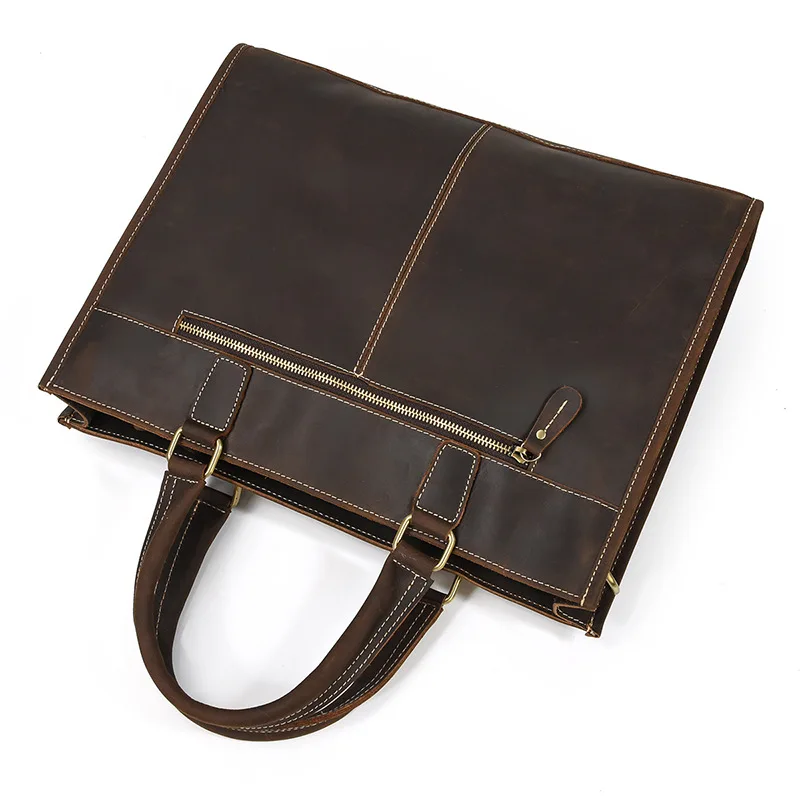 Newsbirds Mens Leather Handbag 15.6 Inch PC Notebook Laptop Briefcase Shoulder Bag 100% Cowhide Man Bag Male Business Bag