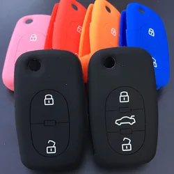 Silicone rubber car key fob cover case set for Audi A2 A3 A4 A6 A8 TT 2 3 button OLD flip folding remote key