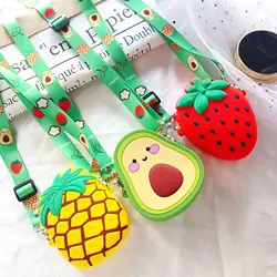 Cute Fruit Children Small Shoulder Bags Fashion Girls Mini Strawberry Crossbody Bags Lovely Kids Jelly Coin Purse Wallet Handbag