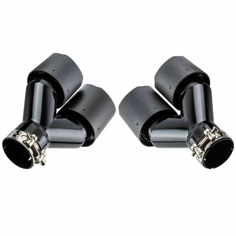 

2PCS Universal Double Out Car Exhaust Systems Carbon Fiber Trim Tip Pipe Tube Silencer Decoration Matte Black Car Tuning