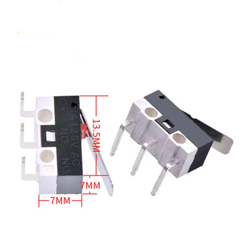 5Pcs Micro Limit Switch Momentary Push Button Switch 1A 125V AC Mouse Switch 3Pins Long Handle Roller Lever Arm SPDT 12*6*6mm